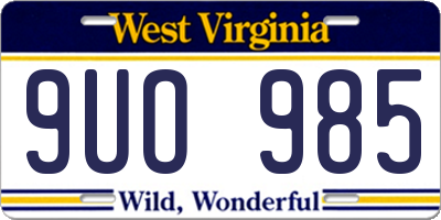 WV license plate 9UO985