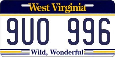 WV license plate 9UO996
