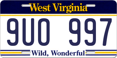 WV license plate 9UO997
