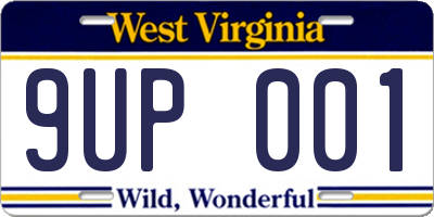 WV license plate 9UP001