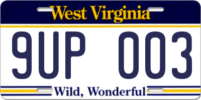 WV license plate 9UP003