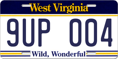 WV license plate 9UP004