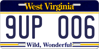 WV license plate 9UP006