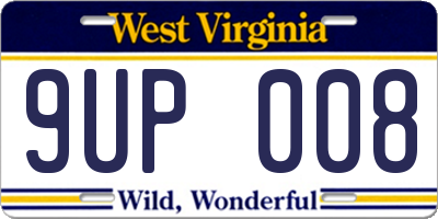 WV license plate 9UP008