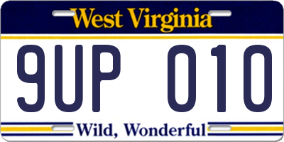 WV license plate 9UP010