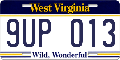 WV license plate 9UP013