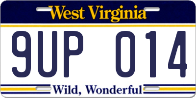 WV license plate 9UP014