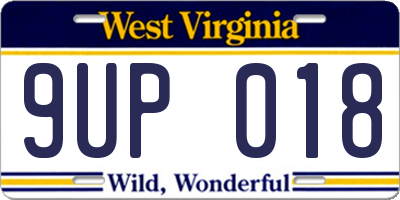 WV license plate 9UP018