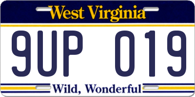 WV license plate 9UP019