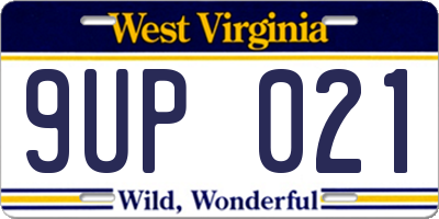 WV license plate 9UP021