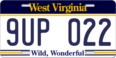 WV license plate 9UP022