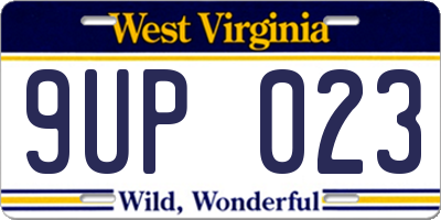 WV license plate 9UP023