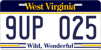 WV license plate 9UP025