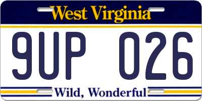 WV license plate 9UP026