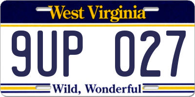 WV license plate 9UP027