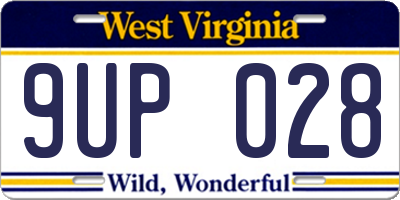 WV license plate 9UP028