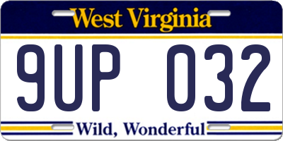 WV license plate 9UP032
