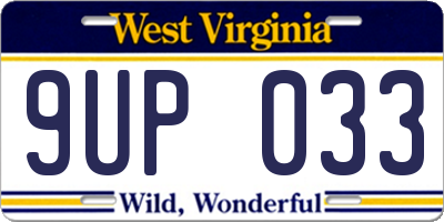WV license plate 9UP033