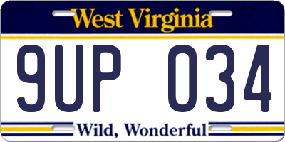 WV license plate 9UP034