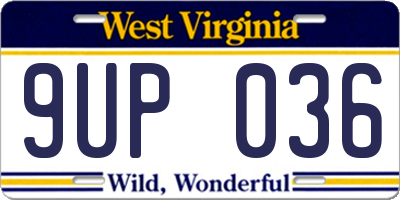 WV license plate 9UP036