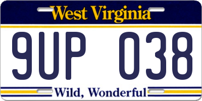 WV license plate 9UP038