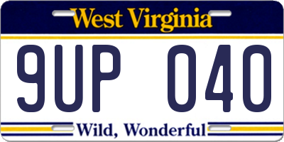 WV license plate 9UP040