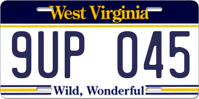 WV license plate 9UP045