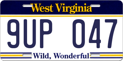 WV license plate 9UP047