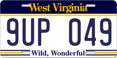 WV license plate 9UP049