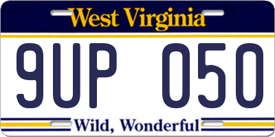 WV license plate 9UP050