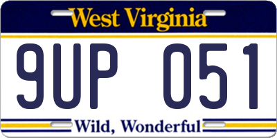 WV license plate 9UP051