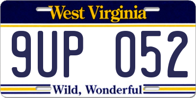 WV license plate 9UP052