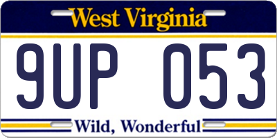 WV license plate 9UP053