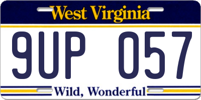 WV license plate 9UP057