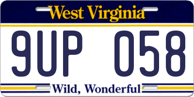 WV license plate 9UP058