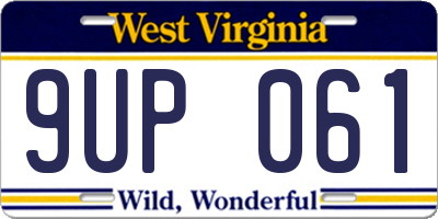 WV license plate 9UP061