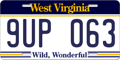 WV license plate 9UP063