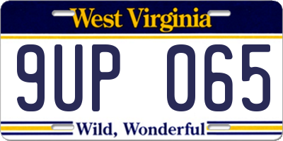 WV license plate 9UP065