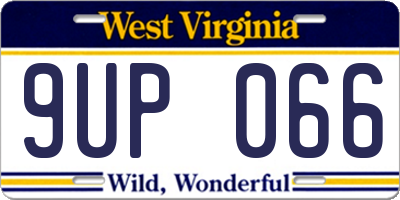 WV license plate 9UP066