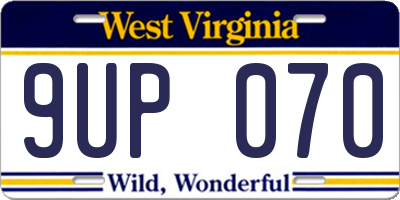 WV license plate 9UP070