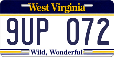 WV license plate 9UP072