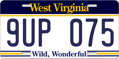 WV license plate 9UP075
