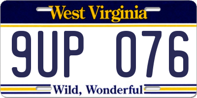 WV license plate 9UP076