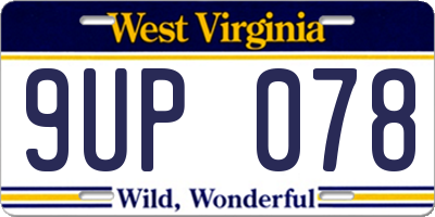 WV license plate 9UP078