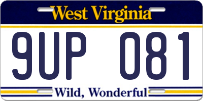 WV license plate 9UP081