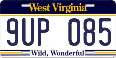 WV license plate 9UP085
