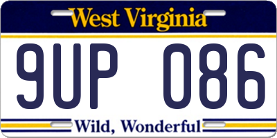 WV license plate 9UP086