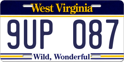 WV license plate 9UP087