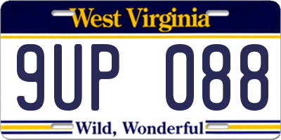 WV license plate 9UP088