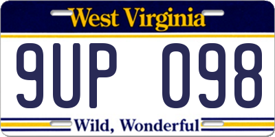 WV license plate 9UP098